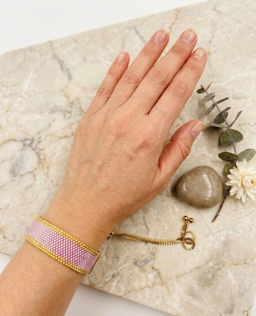 Bransoletka|Handmade|Kolor Pudrowy Róż